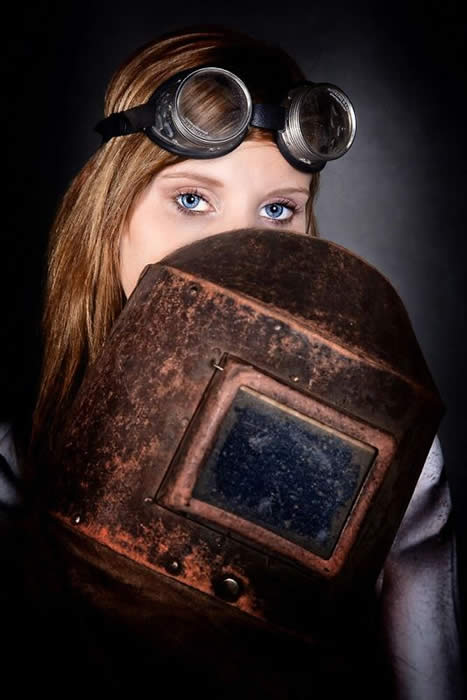 Model beim Fotoshooting Metallbau Maserowski
